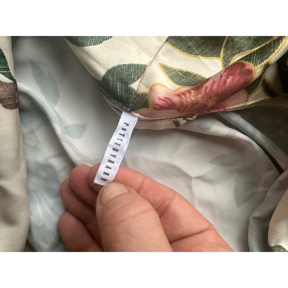 Pottery Barn Floral Bird Print Long Robe Cream Pink Botanical Loungewear - Picture 7 of 8